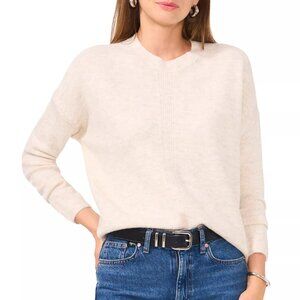 69$ Vince Camuto Center Seam Crew Neck Sweater Women's Size S Malted Cream